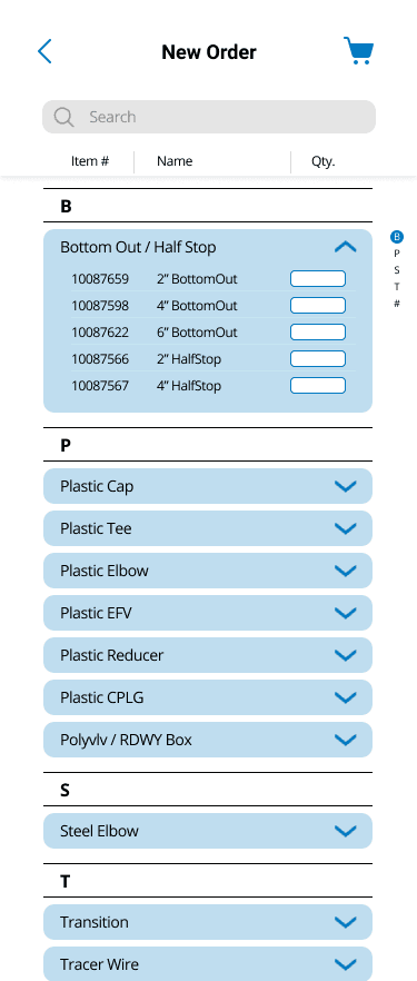 Minor Material Ordering system — view 3