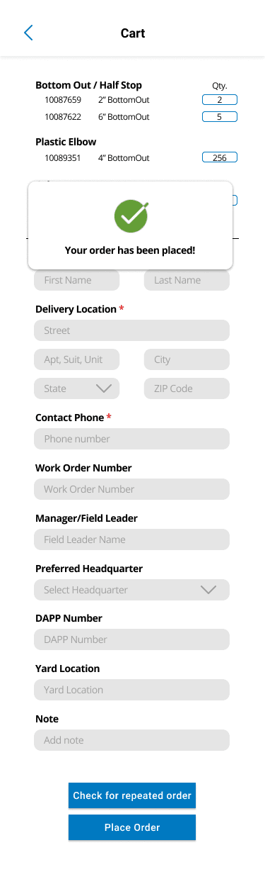Minor Material Ordering system — view 5